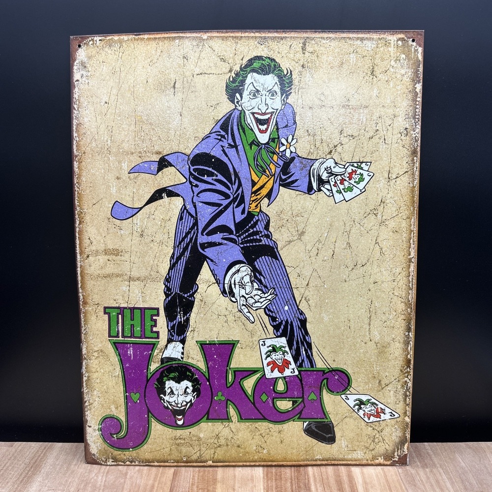 DC Comics - The Joker Tin Sign - Nostalgic Vintage Metal Wall Decor Made In USA